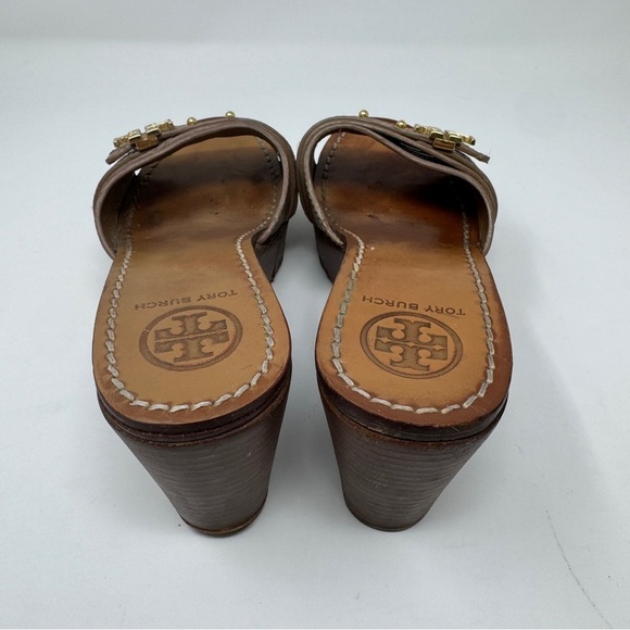 Tory Burch Elina Platform Tan Wedge Sandals - Picture 6 of 11